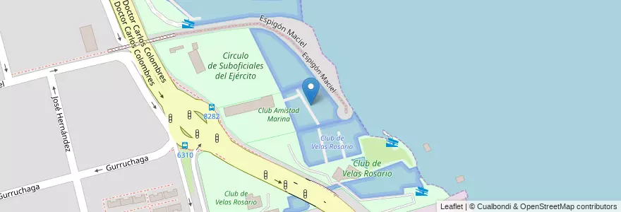 Mapa de ubicacion de Club Amistad Marina en Аргентина, Санта-Фе, Departamento Rosario, Municipio De Rosario, Росарио.