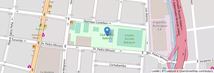 Mapa de ubicacion de Club Andes Talleres en アルゼンチン, チリ, メンドーサ州, Godoy Cruz, Departamento Godoy Cruz, Distrito Ciudad De Godoy Cruz.
