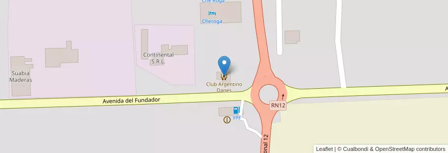 Mapa de ubicacion de Club Argentino Danes en アルゼンチン, ミシオネス州, Departamento Eldorado, Municipio De Eldorado, Eldorado.