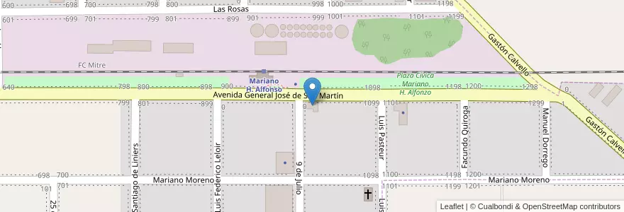 Mapa de ubicacion de Club Argentino Social y Deportivo de Mariano H. Alfonzo en Argentina, Buenos Aires, Partido De Pergamino, Mariano H. Alfonzo.