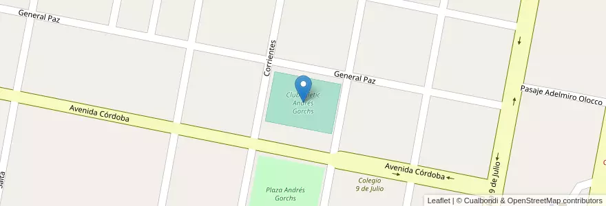 Mapa de ubicacion de Club Atletic Andrés Gorchs en 阿根廷, Córdoba, Departamento San Justo, Pedanía Libertad, Municipio De Porteña.
