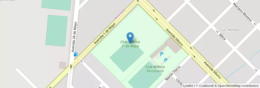 Mapa de ubicacion de Club Atlético 1° de Mayo en Argentinien, Provinz Entre Ríos, Departamento Federación, Distrito Mandisoví, Chajarí.