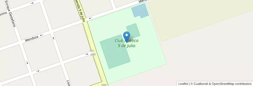 Mapa de ubicacion de Club Atlético 9 de Julio en Argentine, Santa Fe, Departamento Caseros, Municipio De Arequito.