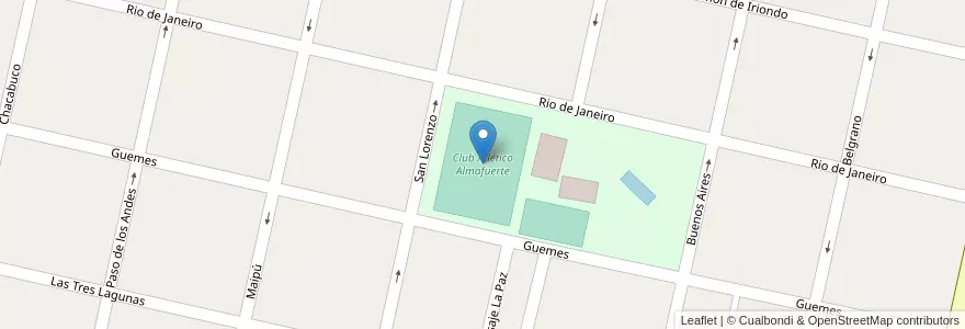Mapa de ubicacion de Club Atlético Almafuerte en الأرجنتين, سانتا في, Departamento Belgrano, Municipio De Las Rosas.