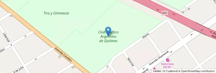 Mapa de ubicacion de Club Atlético Argentino de Quilmes en アルゼンチン, ブエノスアイレス州, Partido De Quilmes, Quilmes.