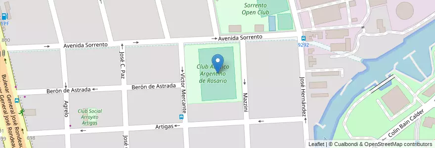 Mapa de ubicacion de Club Atletico Argentino de Rosario en Argentinien, Santa Fe, Departamento Rosario, Municipio De Rosario, Rosario.