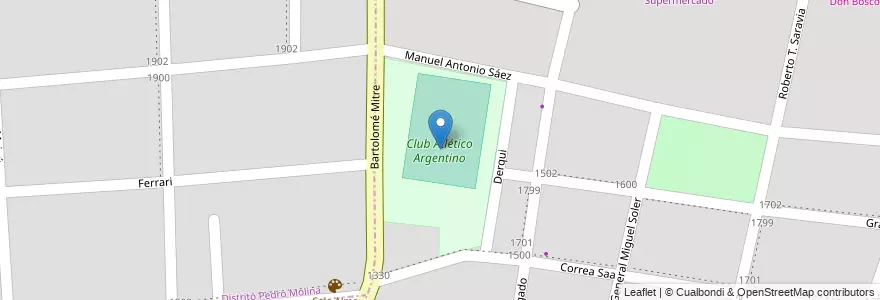 Mapa de ubicacion de Club Atlético Argentino en Аргентина, Чили, Мендоса, Departamento Guaymallén, Distrito Belgrano.