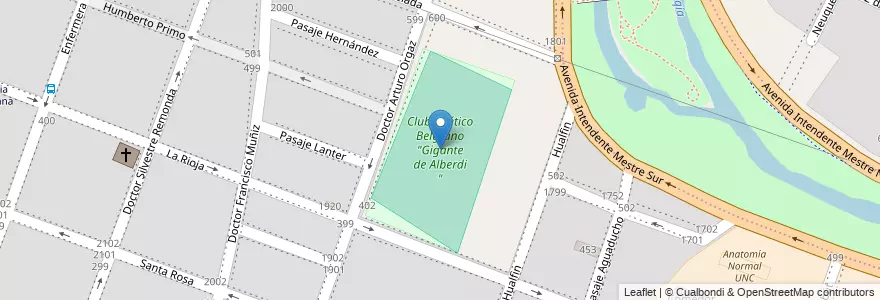Mapa de ubicacion de Club Atlético Belgrano "Gigante de Alberdi " en Аргентина, Кордова, Departamento Capital, Pedanía Capital, Córdoba, Municipio De Córdoba.