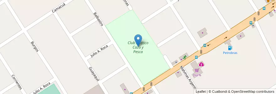 Mapa de ubicacion de Club Atlético Caza y Pesca en Arjantin, Buenos Aires, Partido De Tigre, Don Torcuato.