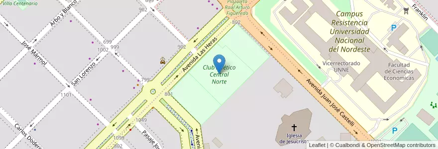 Mapa de ubicacion de Club Atlético Central Norte en Аргентина, Чако, Departamento San Fernando, Ресистенсия, Resistencia.