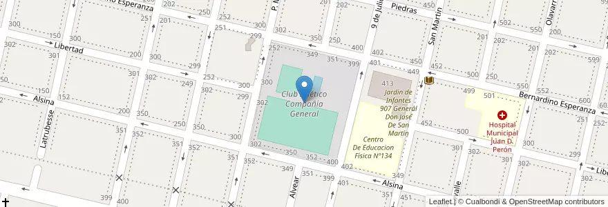 Mapa de ubicacion de Club Atlético Compañía General en Arjantin, Buenos Aires, Partido De Salto.