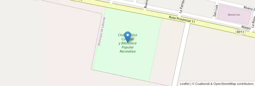 Mapa de ubicacion de Club Atlético Cultural y Biblioteca Popular Recreativo en 아르헨티나, Córdoba, Departamento Unión, Pedanía Ascasubi.
