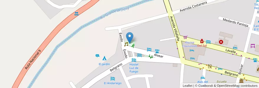 Mapa de ubicacion de Club Atlético Defensores de Belgrano en 阿根廷, Jujuy, Departamento Tilcara, Municipio De Tilcara.