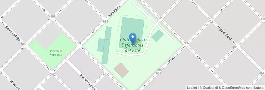 Mapa de ubicacion de Club Atlético Defensores del Este en الأرجنتين, بوينس آيرس, Partido De Pehuajó, Pehuajó.