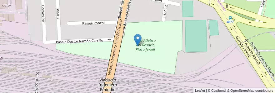 Mapa de ubicacion de Club Atlético del Rosario Plaza Jewell en Argentinië, Santa Fe, Departamento Rosario, Municipio De Rosario, Rosario.
