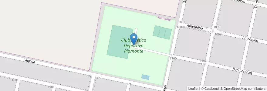 Mapa de ubicacion de Club Atlético Deportivo Piamonte en الأرجنتين, سانتا في, Departamento San Martín, Municipio De Piamonte, Piamonte.