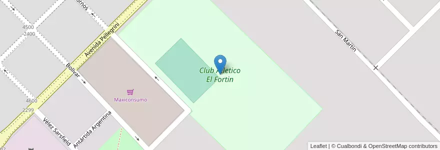 Mapa de ubicacion de Club Atletico El Fortin en 阿根廷, 布宜诺斯艾利斯省, Partido De Olavarría, Olavarría.