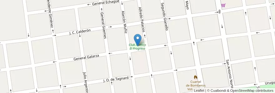 Mapa de ubicacion de Club Atlético El Progreso en Аргентина, Междуречье, Departamento Gualeguay, Distrito Cuchilla, Gualeguay.
