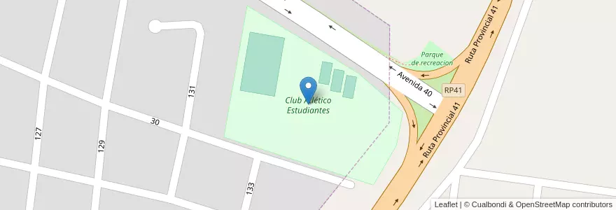 Mapa de ubicacion de Club Atlético Estudiantes en アルゼンチン, ブエノスアイレス州, Partido De Mercedes.