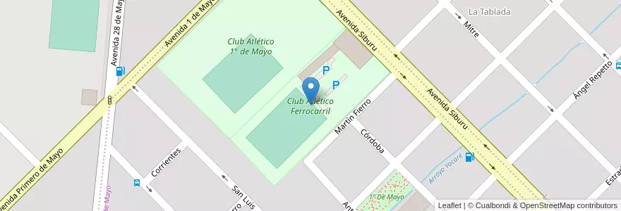 Mapa de ubicacion de Club Atlético Ferrocarril en 아르헨티나, 엔트레리오스주, Departamento Federación, Distrito Mandisoví, Chajarí.