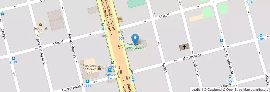 Mapa de ubicacion de Club Atletico Fortin Barracas en Argentinien, Santa Fe, Departamento Rosario, Municipio De Rosario, Rosario.