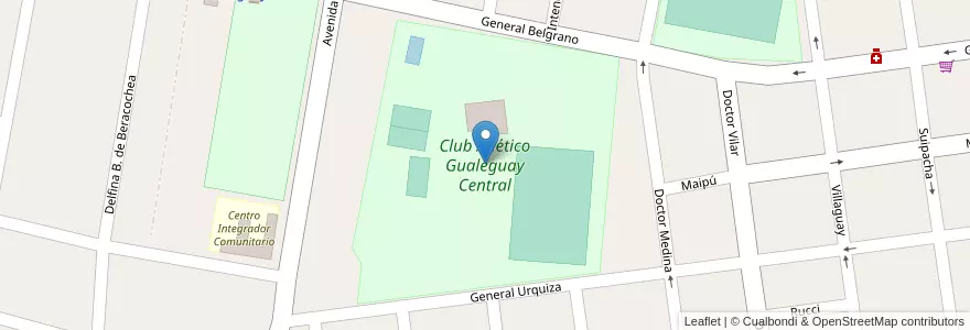 Mapa de ubicacion de Club Atlético Gualeguay Central en 아르헨티나, 엔트레리오스주, Departamento Gualeguay, Distrito Cuchilla, Gualeguay.