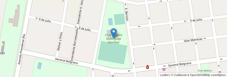 Mapa de ubicacion de Club Atlético Gualeguay Sportiva en آرژانتین, استان انتره ریوس, Departamento Gualeguay, Distrito Cuchilla, Gualeguay.