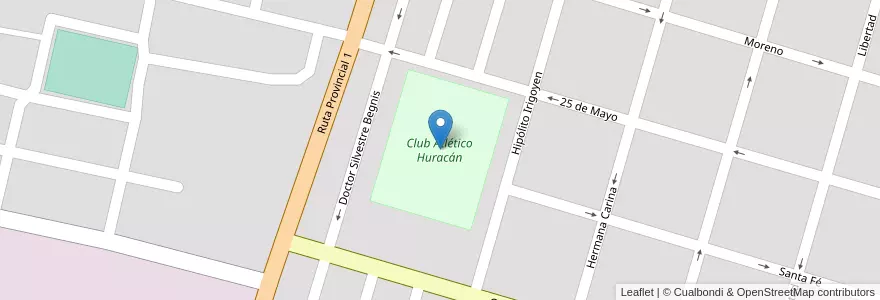 Mapa de ubicacion de Club Atlético Huracán en アルゼンチン, サンタフェ州, Departamento San Javier, Municipio De San Javier.