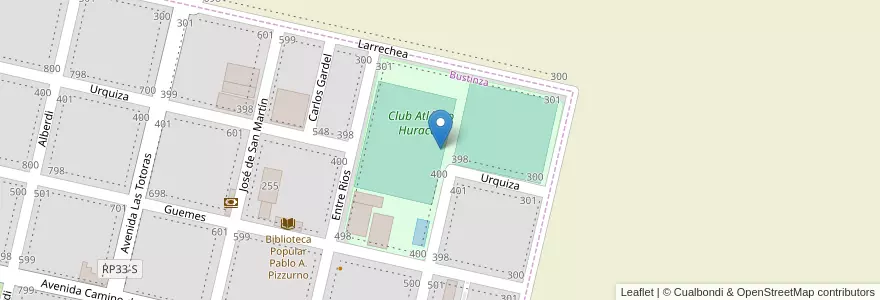 Mapa de ubicacion de Club Atlético Huracán en Argentinië, Santa Fe, Departamento Iriondo, Municipio De Bustinza, Bustinza.