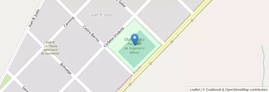 Mapa de ubicacion de Club Atlético Huracán de Ingeniero White en Argentina, Buenos Aires, Partido De Bahía Blanca, Ingeniero White.