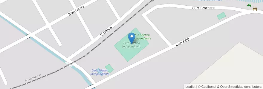 Mapa de ubicacion de Club Atlético Independiente en Аргентина, Кордова, Departamento Cruz Del Eje, Municipio De Cruz Del Eje, Pedanía Cruz Del Eje, Cruz Del Eje.