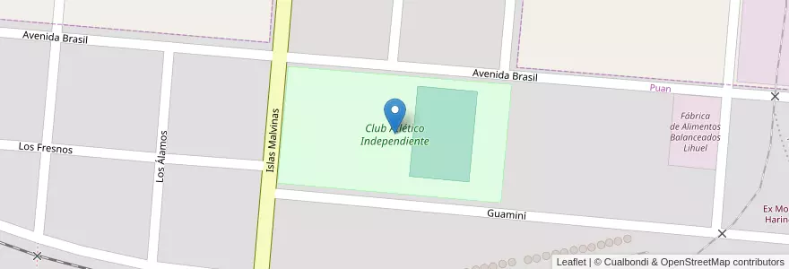 Mapa de ubicacion de Club Atlético Independiente en Argentine, Province De Buenos Aires, Partido De Puan, Puan.