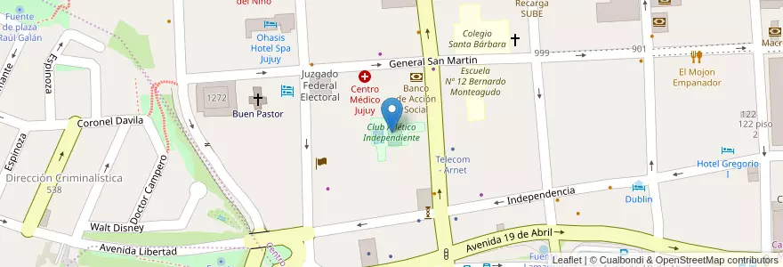Mapa de ubicacion de Club Atlético Independiente en Arjantin, Jujuy, Departamento Doctor Manuel Belgrano, Municipio De San Salvador De Jujuy.