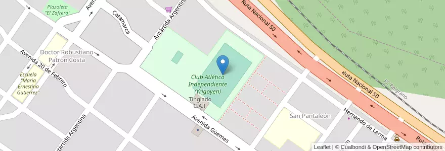 Mapa de ubicacion de Club Atlético Independiente (HY) en Argentina, Salta, Orán, Municipio De Hipólito Yrigoyen, Hipólito Yrigoyen.