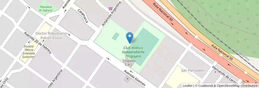 Mapa de ubicacion de Club Atlético Independiente (Yrigoyen) en Argentine, Salta, Orán, Municipio De Hipólito Yrigoyen, Hipólito Yrigoyen.