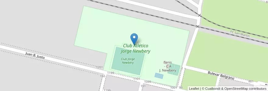 Mapa de ubicacion de Club Atlético Jorge Newbery en Argentinië, Santa Fe, Departamento General López, Municipio De Rufino.