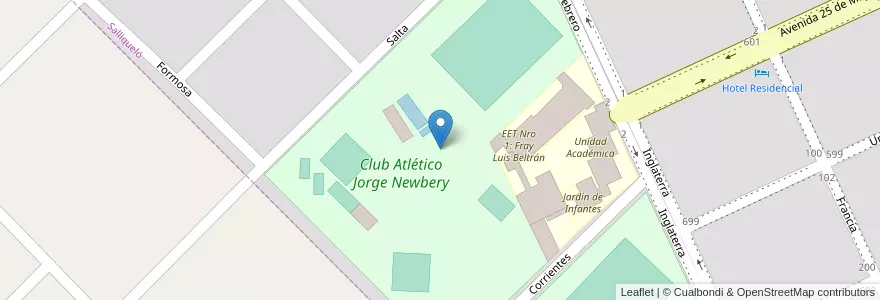 Mapa de ubicacion de Club Atlético Jorge Newbery en 阿根廷, 布宜诺斯艾利斯省, Partido De Salliqueló.