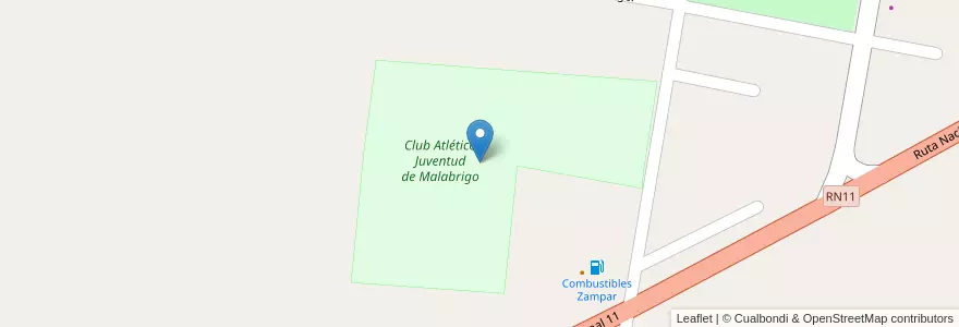 Mapa de ubicacion de Club Atlético Juventud de Malabrigo en Argentina, Santa Fe, Departamento General Obligado, Municipio De Malabrigo.