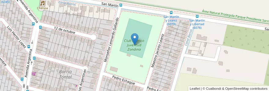 Mapa de ubicacion de Club Atlético Juventud Zondina en آرژانتین, San Juan, شیلی, Zonda.