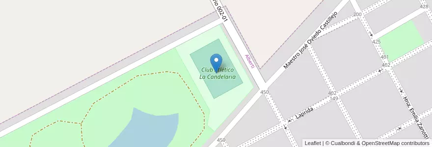 Mapa de ubicacion de Club Atlético La Candelaria en Argentinië, Buenos Aires, Partido De Alberti.
