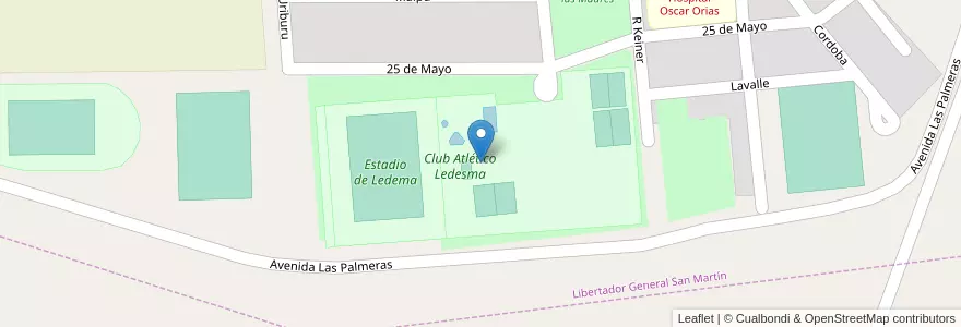 Mapa de ubicacion de Club Atlético Ledesma en Arjantin, Jujuy, Departamento Ledesma, Municipio De Libertador General San Martín, Libertador General San Martín.