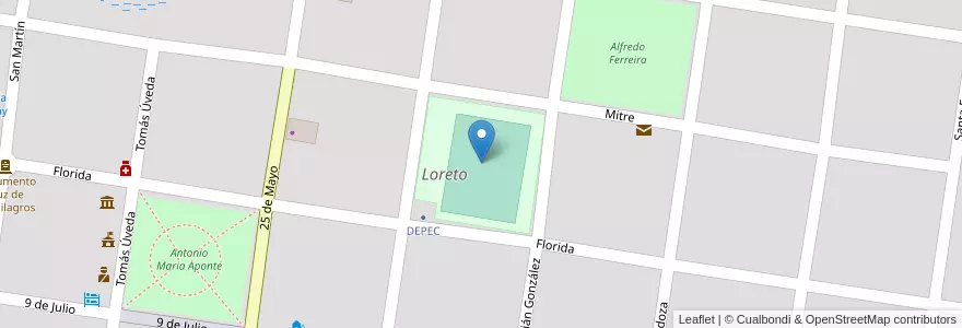 Mapa de ubicacion de Club Atlético Loreto en Arjantin, Corrientes, Departamento San Miguel, Municipio De Loreto, Loreto.