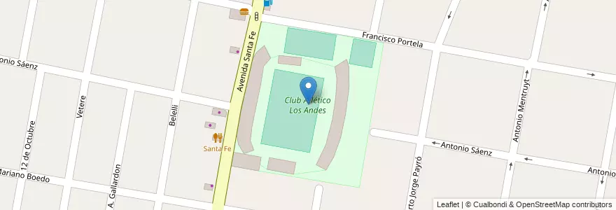 Mapa de ubicacion de Club Atlético Los Andes en 阿根廷, 布宜诺斯艾利斯省, Partido De Lomas De Zamora, Lomas De Zamora.