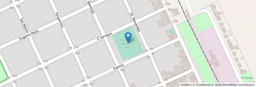 Mapa de ubicacion de Club Atlético Nueve de Julio en Argentina, Buenos Aires, Partido De Pergamino, Manuel Ocampo.