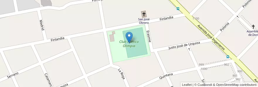 Mapa de ubicacion de Club Atlético Olimpia en Аргентина, Misiones, Departamento Oberá.