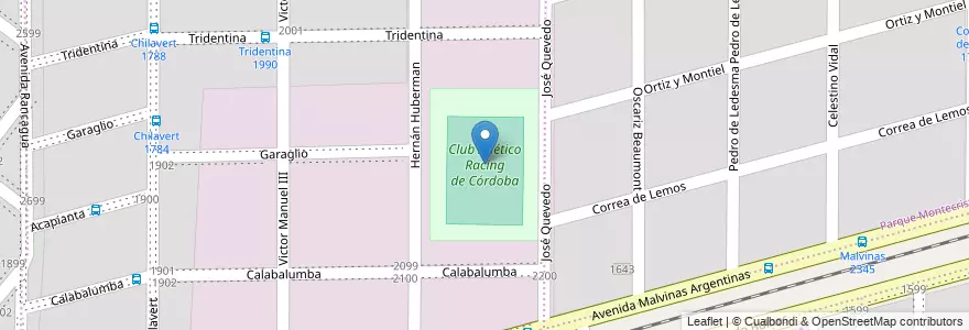 Mapa de ubicacion de Club Atlético Racing de Córdoba en 阿根廷, Córdoba, Departamento Capital, Pedanía Capital, Córdoba, Municipio De Córdoba.