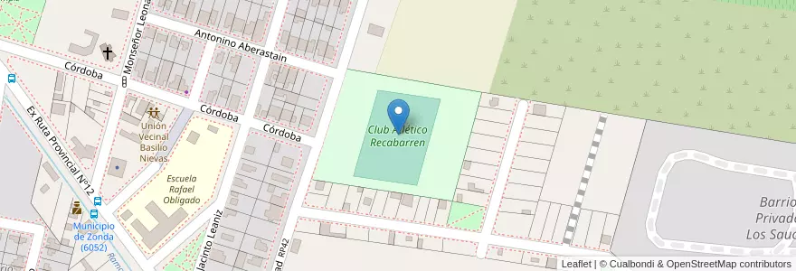 Mapa de ubicacion de Club Atlético Recabarren en Arjantin, San Juan, Şili, Zonda.