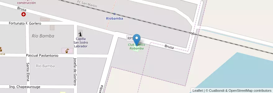 Mapa de ubicacion de Club Atlético Riobamba en Аргентина, Кордова, Departamento Presidente Roque Sáenz Peña, Pedanía La Amarga, Comuna De Riobamba, Río Bamba.