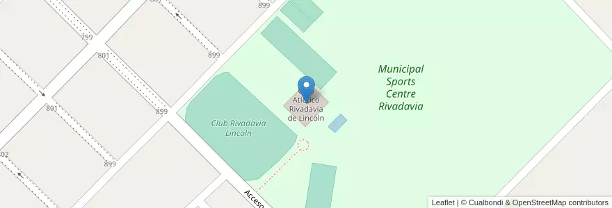 Mapa de ubicacion de Club Atlético Rivadavia de Lincoln en 阿根廷, 布宜诺斯艾利斯省, Partido De Lincoln.