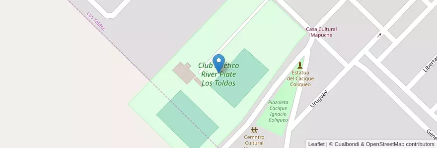 Mapa de ubicacion de Club Atlético River Plate Los Toldos en Arjantin, Buenos Aires, Partido De General Viamonte, Los Toldos.